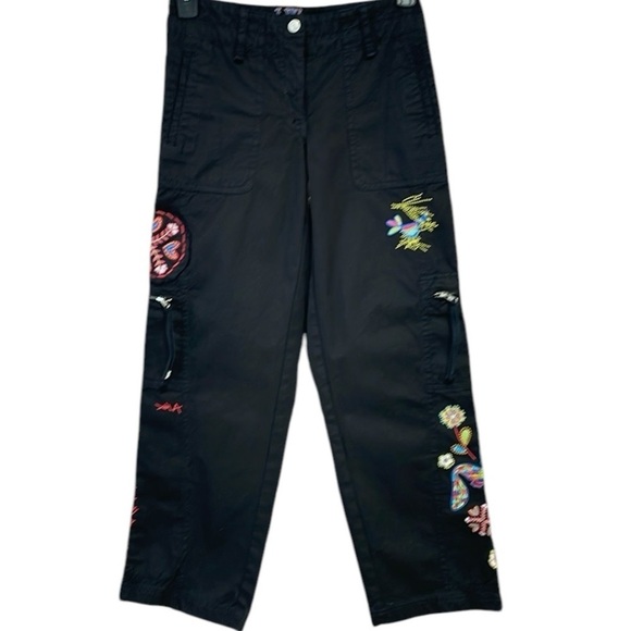 JOHNNY WAS Pants Embroidered Floral Birds Size XS - Picture 1 of 14
